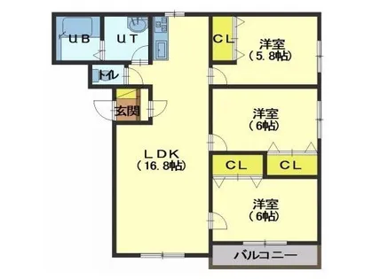 グランメール本通Ⅱ【304号室】の間取り