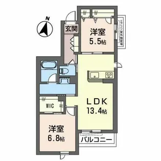 2LDKの間取り画像
