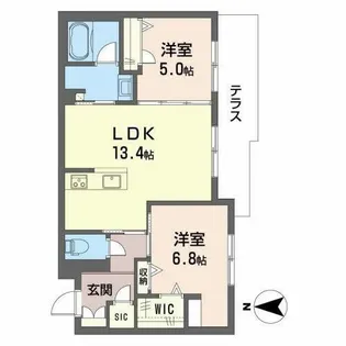 シャーメゾン ポルタフォルトゥーナ【0101号室】の間取り