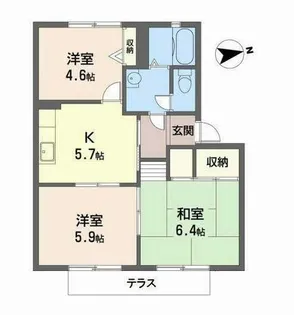 フレグランス阪南E【0102号室】の間取り