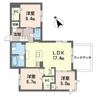 エグゼスト グリジオ【0102号室】の間取り