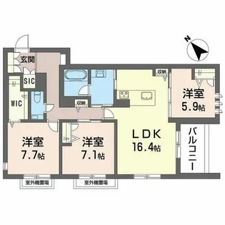 Sメゾン勝川【0202号室】の間取り