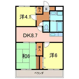 トリーハイツ西端【4階】の間取り