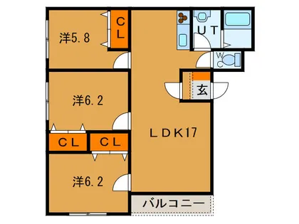 グランメール本通Ⅱ【304号室】の間取り