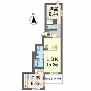 セレーノ御器所【0102号室】の間取り