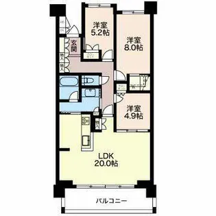 プライムメゾン富士見台【0107号室】の間取り