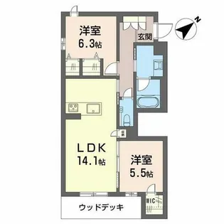 ヒューゲル【0103号室】の間取り