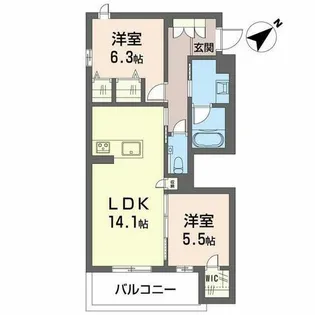 ヒューゲル【0205号室】の間取り
