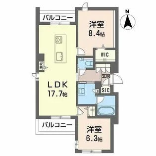 Abend Meer(アーベントメーア)【0201号室】の間取り