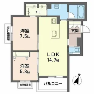 コートヤード元八事【0203号室】の間取り