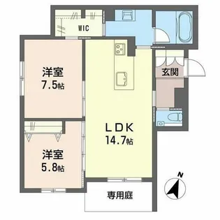 コートヤード元八事【0103号室】の間取り