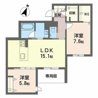 コートヤード元八事【0105号室】の間取り