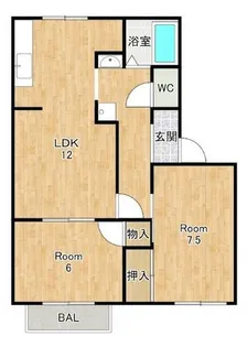 スカイハイツ橋井A【2階】の間取り