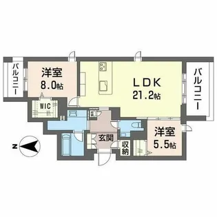 白壁 THE GARDEN【200号室】の間取り