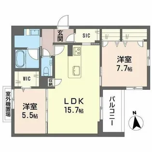 べレオ伊勢山【0201号室】の間取り