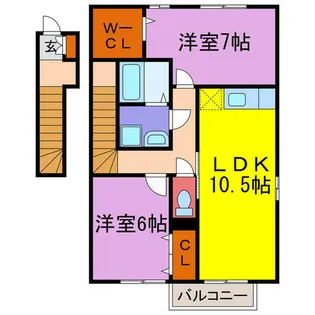 リバーサイド市川A・B【B201号室】の間取り