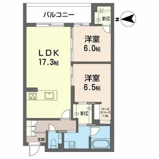 カーサ グリシーナ 北原【0202号室】の間取り