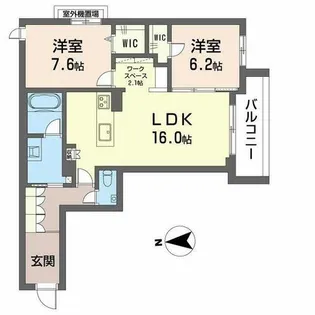 カーサ グリシーナ 北原【0203号室】の間取り
