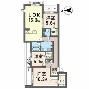カーサ グリシーナ 北原【0401号室】の間取り