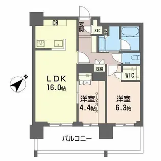 2LDKの間取り画像