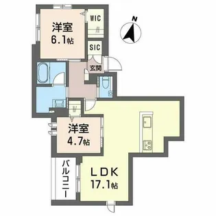 Asgard金山【0201号室】の間取り