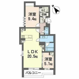 グランゲート滝川【0202号室】の間取り