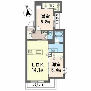 Miroir 東別院【0201号室】の間取り