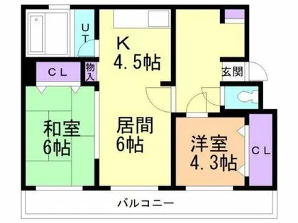 高砂ハイツD棟【402号室】の間取り