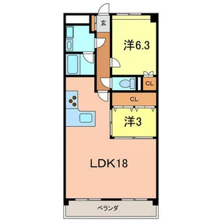 メゾンドヨサミ A棟【208号室】の間取り