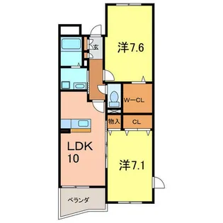 グレイス一ツ木Ⅰ【201号室】の間取り