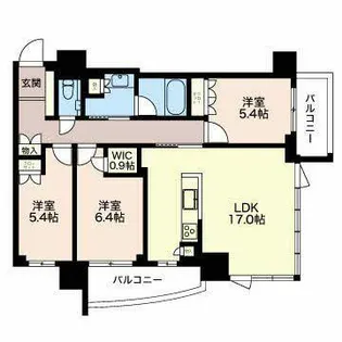 グランドメゾン池下ザ・タワー 2810号室【2810号室】の間取り