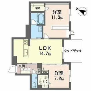 Premias 上社【0102号室】の間取り