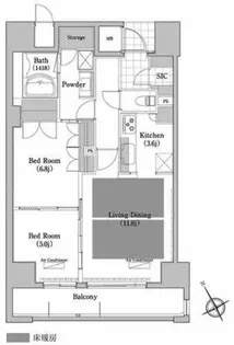 プライムメゾン高見【0102号室】の間取り