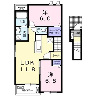リベルテⅡ2号館(成松)【2階】の間取り
