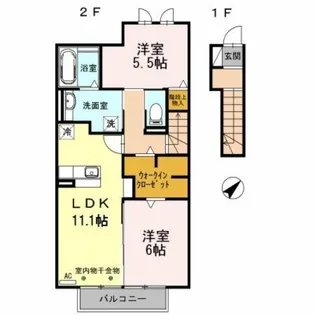 レークサイドヒルズ東山【2-D号室】の間取り