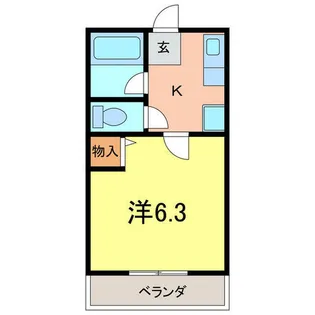 シティハイム的場【103号室】の間取り