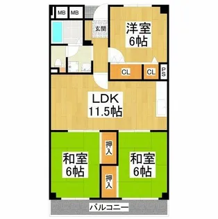 セントポーリア奥田北館【2001号室】の間取り