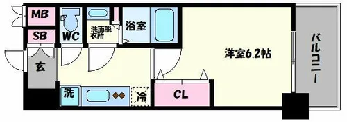 プレサンス上町台夕陽丘【502号室】の間取り