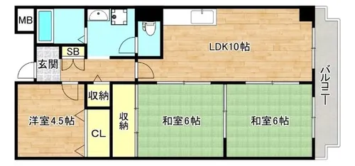 大阪府東大阪市小若江2丁目【マンション】の間取り