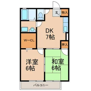 リバーサイド今枝A・B【1階】の間取り