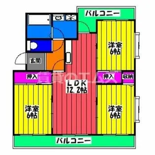 カームヒルズ板付【405号室】の間取り