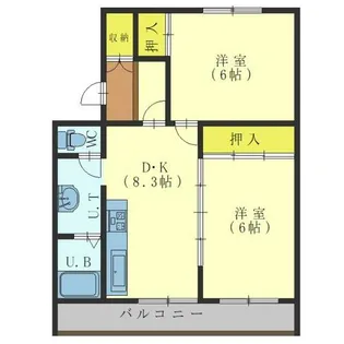 ヴィラナリー函館4号棟【501号室】の間取り