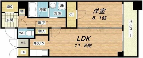 カスタリア堺筋本町【15階】の間取り
