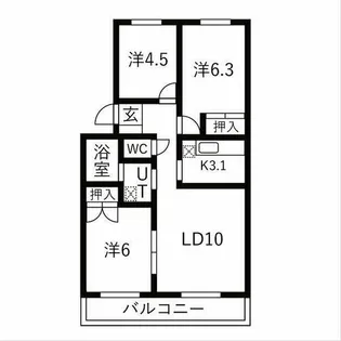 グランベルサ【5-401号室】の間取り