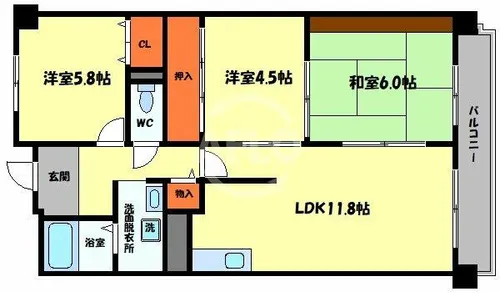 シャトレ緑橋【8階】の間取り