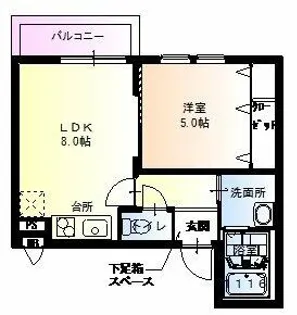 フジパレス田辺WEST【1階】の間取り