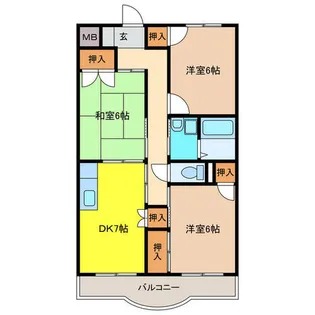 サンハイツ白山【1階】の間取り