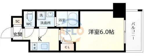 エスリード天王寺ブランシェ【7階】の間取り