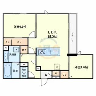 ラ メゾン ピック 中百舌鳥Ⅱ【2階】の間取り