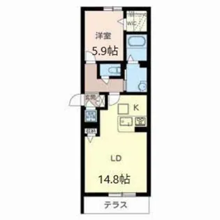 コンフォート蛍池【1階】の間取り
